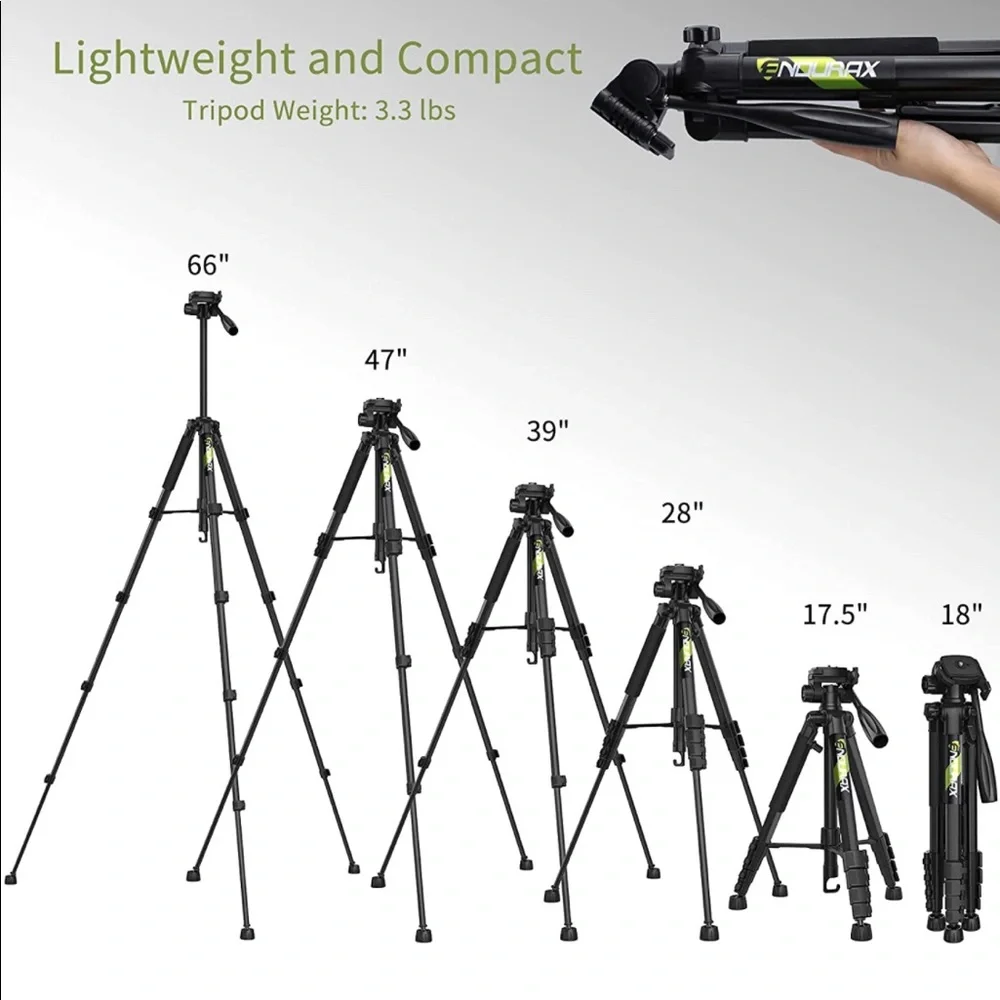 Video Camera Tripod Stand Compatible with Nikon Canon, DSLR Cameras